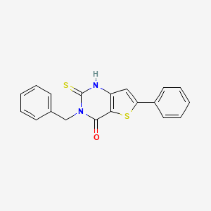 molecular formula C19H14N2OS2 B3384701 3-benzyl-6-phenyl-2-sulfanyl-3H,4H-thieno[3,2-d]pyrimidin-4-one CAS No. 568555-80-6