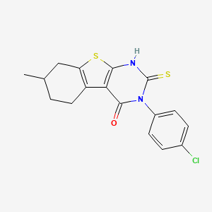 molecular formula C17H15ClN2OS2 B3384722 3-(4-chlorophenyl)-7-methyl-2-sulfanylidene-5,6,7,8-tetrahydro-1H-[1]benzothiolo[2,3-d]pyrimidin-4-one CAS No. 568574-77-6