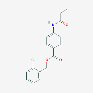 molecular formula C17H16ClNO3 B338497 2-氯苄基 4-(丙酰氨基)苯甲酸酯 