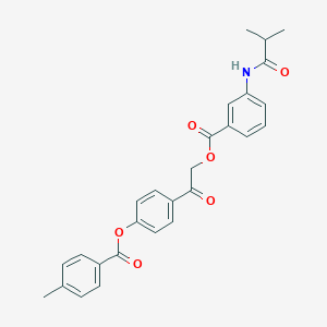 molecular formula C27H25NO6 B338510 2-{4-[(4-Methylbenzoyl)oxy]phenyl}-2-oxoethyl 3-(isobutyrylamino)benzoate 