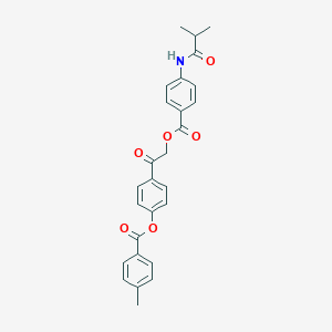 molecular formula C27H25NO6 B338522 4-(2-{[4-(Isobutyrylamino)benzoyl]oxy}acetyl)phenyl 4-methylbenzoate 