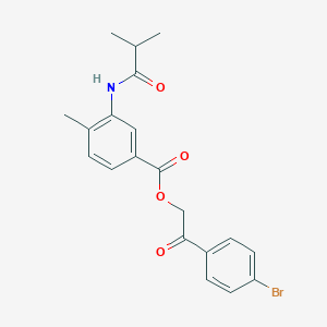 molecular formula C20H20BrNO4 B338523 2-(4-Bromophenyl)-2-oxoethyl 3-(isobutyrylamino)-4-methylbenzoate 