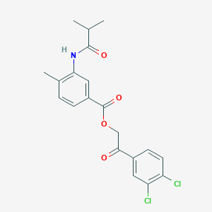 molecular formula C20H19Cl2NO4 B338524 2-(3,4-Dichlorophenyl)-2-oxoethyl 3-(isobutyrylamino)-4-methylbenzoate 