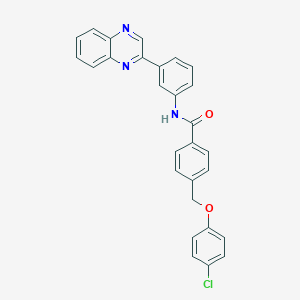 molecular formula C28H20ClN3O2 B338526 4-[(4-chlorophenoxy)methyl]-N-[3-(2-quinoxalinyl)phenyl]benzamide 