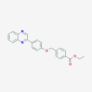 molecular formula C24H20N2O3 B338527 Ethyl 4-{[4-(2-quinoxalinyl)phenoxy]methyl}benzoate 