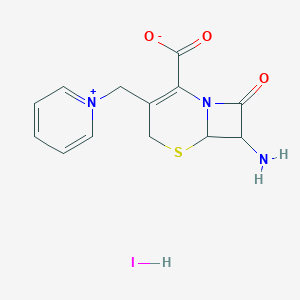 molecular formula C13H14IN3O3S B033853 7-Amino-8-oxo-3-(pyridin-1-ium-1-ylmethyl)-5-thia-1-azabicyclo[4.2.0]oct-2-ene-2-carboxylic acid;iodide CAS No. 100988-63-4