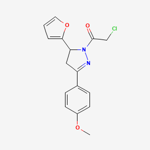 molecular formula C16H15ClN2O3 B3385320 2-chloro-1-[5-(furan-2-yl)-3-(4-methoxyphenyl)-4,5-dihydro-1H-pyrazol-1-yl]ethan-1-one CAS No. 625109-33-3