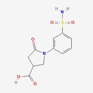 molecular formula C11H12N2O5S B3385470 5-Oxo-1-(3-sulfamoylphenyl)pyrrolidine-3-carboxylic acid CAS No. 63674-70-4