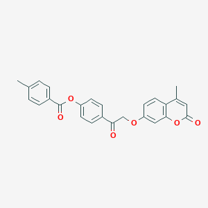 molecular formula C26H20O6 B338548 4-{[(4-methyl-2-oxo-2H-chromen-7-yl)oxy]acetyl}phenyl 4-methylbenzoate 