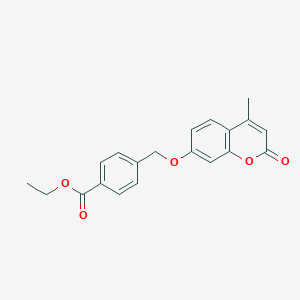 molecular formula C20H18O5 B338549 ethyl 4-{[(4-methyl-2-oxo-2H-chromen-7-yl)oxy]methyl}benzoate 