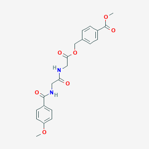 molecular formula C21H22N2O7 B338554 Methyl 4-({[({[(4-methoxybenzoyl)amino]acetyl}amino)acetyl]oxy}methyl)benzoate 