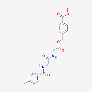 molecular formula C21H22N2O6 B338555 Methyl4-({[({[(4-methylbenzoyl)amino]acetyl}amino)acetyl]oxy}methyl)benzoate 