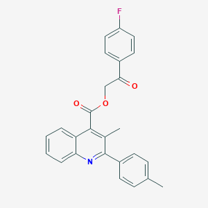 molecular formula C26H20FNO3 B338556 2-(4-Fluorophenyl)-2-oxoethyl 3-methyl-2-(4-methylphenyl)-4-quinolinecarboxylate 