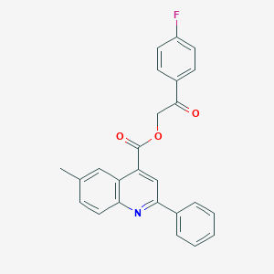 molecular formula C25H18FNO3 B338562 2-(4-Fluorophenyl)-2-oxoethyl 6-methyl-2-phenylquinoline-4-carboxylate 