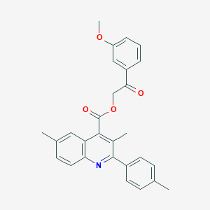 molecular formula C28H25NO4 B338568 2-(3-Methoxyphenyl)-2-oxoethyl 3,6-dimethyl-2-(4-methylphenyl)-4-quinolinecarboxylate 