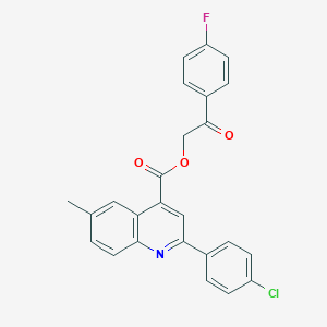 molecular formula C25H17ClFNO3 B338569 2-(4-Fluorophenyl)-2-oxoethyl 2-(4-chlorophenyl)-6-methyl-4-quinolinecarboxylate 
