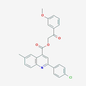 molecular formula C26H20ClNO4 B338570 2-(3-Methoxyphenyl)-2-oxoethyl 2-(4-chlorophenyl)-6-methyl-4-quinolinecarboxylate 