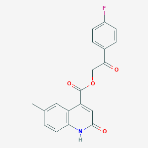 molecular formula C19H14FNO4 B338571 2-(4-Fluorophenyl)-2-oxoethyl 2-hydroxy-6-methylquinoline-4-carboxylate 
