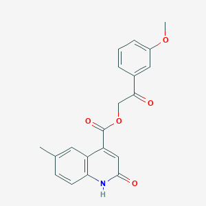 molecular formula C20H17NO5 B338572 2-(3-Methoxyphenyl)-2-oxoethyl 2-hydroxy-6-methylquinoline-4-carboxylate 