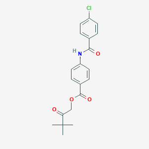 molecular formula C20H20ClNO4 B338573 3,3-Dimethyl-2-oxobutyl 4-[(4-chlorobenzoyl)amino]benzoate 