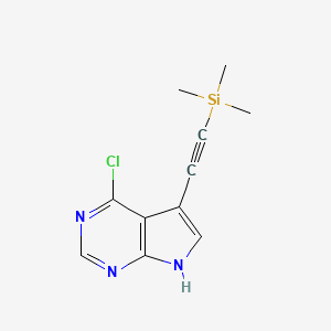 molecular formula C11H12ClN3Si B3385921 4-chloro-5-trimethylsilylethynyl-7H-pyrrolo[2,3-d]pyrimidine CAS No. 677299-08-0