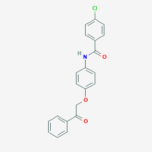 molecular formula C21H16ClNO3 B338594 4-chloro-N-[4-(2-oxo-2-phenylethoxy)phenyl]benzamide 