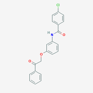molecular formula C21H16ClNO3 B338598 4-chloro-N-[3-(2-oxo-2-phenylethoxy)phenyl]benzamide 