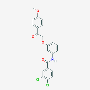 molecular formula C22H17Cl2NO4 B338601 3,4-dichloro-N-{3-[2-(4-methoxyphenyl)-2-oxoethoxy]phenyl}benzamide 