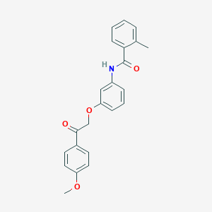 molecular formula C23H21NO4 B338602 N-{3-[2-(4-methoxyphenyl)-2-oxoethoxy]phenyl}-2-methylbenzamide 