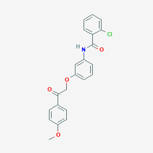 molecular formula C22H18ClNO4 B338603 2-chloro-N-{3-[2-(4-methoxyphenyl)-2-oxoethoxy]phenyl}benzamide 