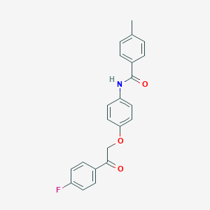 molecular formula C22H18FNO3 B338607 N-{4-[2-(4-fluorophenyl)-2-oxoethoxy]phenyl}-4-methylbenzamide 