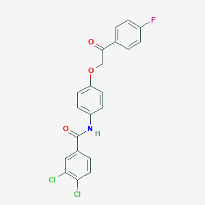 molecular formula C21H14Cl2FNO3 B338608 3,4-dichloro-N-{4-[2-(4-fluorophenyl)-2-oxoethoxy]phenyl}benzamide 