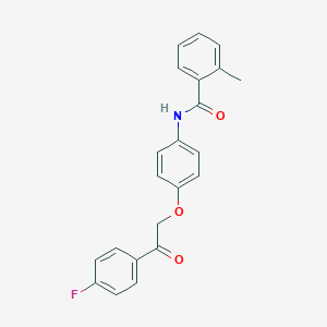 molecular formula C22H18FNO3 B338609 N-{4-[2-(4-fluorophenyl)-2-oxoethoxy]phenyl}-2-methylbenzamide 