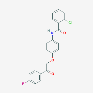 molecular formula C21H15ClFNO3 B338610 2-chloro-N-{4-[2-(4-fluorophenyl)-2-oxoethoxy]phenyl}benzamide 
