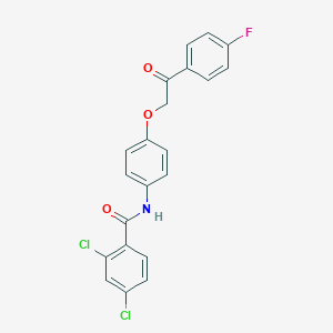 molecular formula C21H14Cl2FNO3 B338611 2,4-dichloro-N-{4-[2-(4-fluorophenyl)-2-oxoethoxy]phenyl}benzamide 