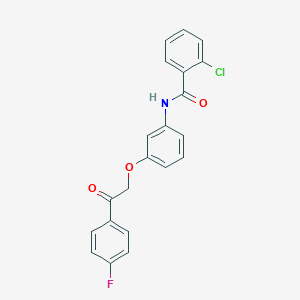molecular formula C21H15ClFNO3 B338617 2-chloro-N-{3-[2-(4-fluorophenyl)-2-oxoethoxy]phenyl}benzamide 