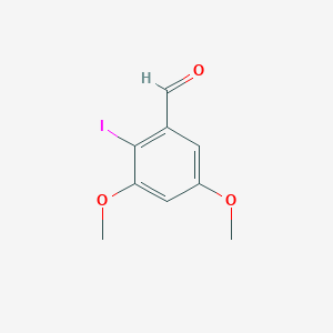 molecular formula C9H9IO3 B3386212 Benzaldehyde, 2-iodo-3,5-dimethoxy- CAS No. 71202-01-2