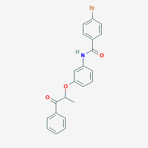 molecular formula C22H18BrNO3 B338626 4-bromo-N-[3-(1-methyl-2-oxo-2-phenylethoxy)phenyl]benzamide 