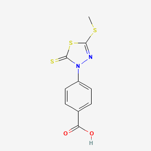 molecular formula C10H8N2O2S3 B3386335 4-[5-(Methylsulfanyl)-2-sulfanylidene-2,3-dihydro-1,3,4-thiadiazol-3-yl]benzoic acid CAS No. 727704-72-5