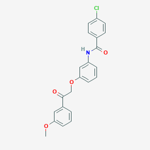 molecular formula C22H18ClNO4 B338635 4-chloro-N-{3-[2-(3-methoxyphenyl)-2-oxoethoxy]phenyl}benzamide 