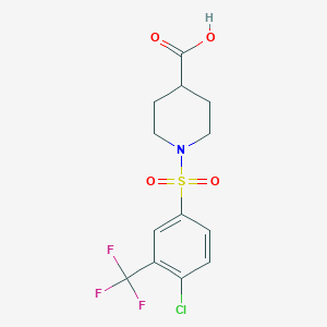 molecular formula C13H13ClF3NO4S B3386350 1-[4-Chloro-3-(trifluoromethyl)benzenesulfonyl]piperidine-4-carboxylic acid CAS No. 727718-11-8