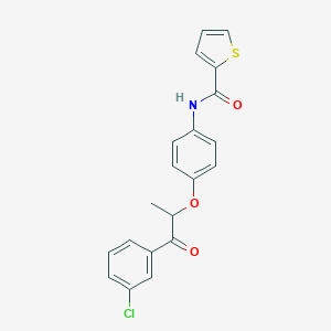 molecular formula C20H16ClNO3S B338643 N-{4-[2-(3-chlorophenyl)-1-methyl-2-oxoethoxy]phenyl}-2-thiophenecarboxamide 
