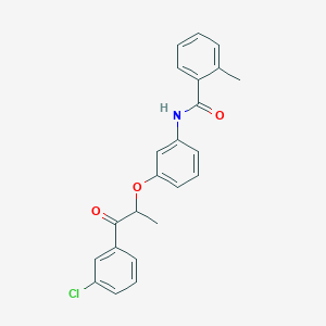 molecular formula C23H20ClNO3 B338646 N-{3-[2-(3-chlorophenyl)-1-methyl-2-oxoethoxy]phenyl}-2-methylbenzamide 
