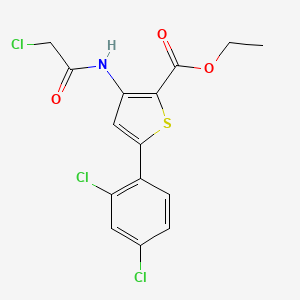 molecular formula C15H12Cl3NO3S B3386468 Ethyl 3-(2-chloroacetamido)-5-(2,4-dichlorophenyl)thiophene-2-carboxylate CAS No. 731012-09-2