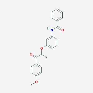 molecular formula C23H21NO4 B338656 N-{3-[2-(4-methoxyphenyl)-1-methyl-2-oxoethoxy]phenyl}benzamide 