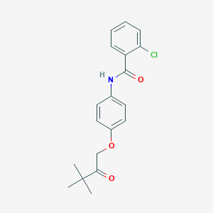 molecular formula C19H20ClNO3 B338660 2-chloro-N-[4-(3,3-dimethyl-2-oxobutoxy)phenyl]benzamide 