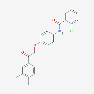 molecular formula C23H20ClNO3 B338662 2-chloro-N-{4-[2-(3,4-dimethylphenyl)-2-oxoethoxy]phenyl}benzamide 