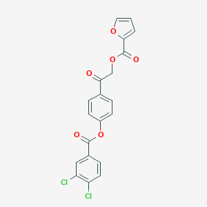 molecular formula C20H12Cl2O6 B338686 2-{4-[(3,4-Dichlorobenzoyl)oxy]phenyl}-2-oxoethyl 2-furoate 