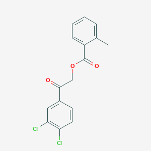 molecular formula C16H12Cl2O3 B338694 2-(3,4-Dichlorophenyl)-2-oxoethyl 2-methylbenzoate 