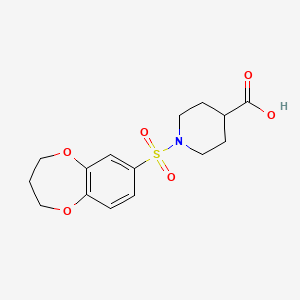 molecular formula C15H19NO6S B3387117 1-(3,4-dihydro-2H-1,5-benzodioxepine-7-sulfonyl)piperidine-4-carboxylic acid CAS No. 790272-16-1